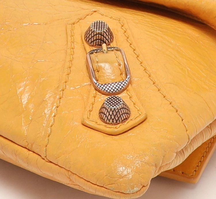Balenciaga Yellow Leather Classic Giant 12 Hardware Envelope Clutch