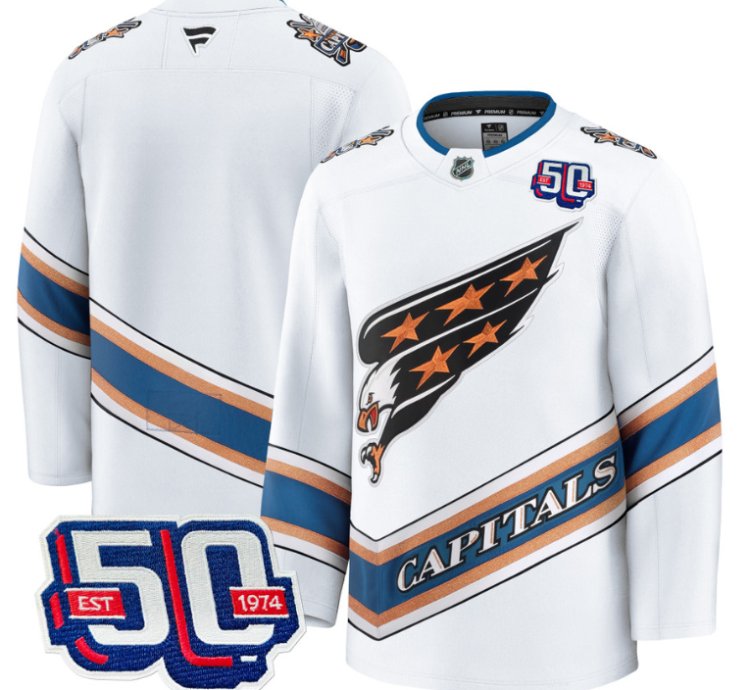 Men Team Jersey Washington Capitals Screaming Eagle 50th Anniversary White