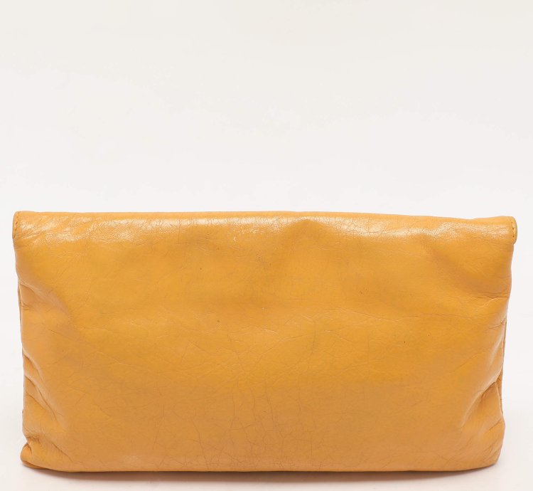 Balenciaga Yellow Leather Classic Giant 12 Hardware Envelope Clutch