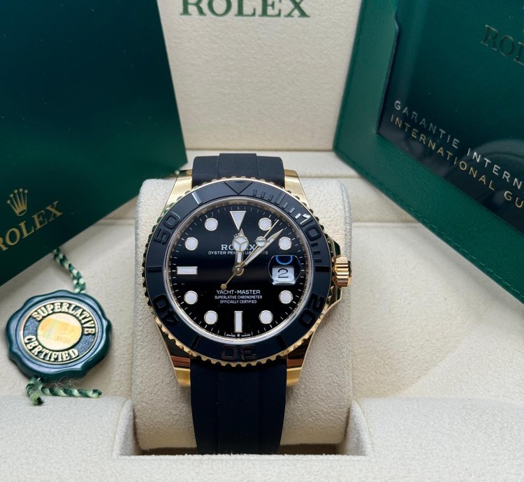 Rolex Yacht-master 42 New 2023 Yellow Gold Oysterflex Rubber Strap 18kt 226658