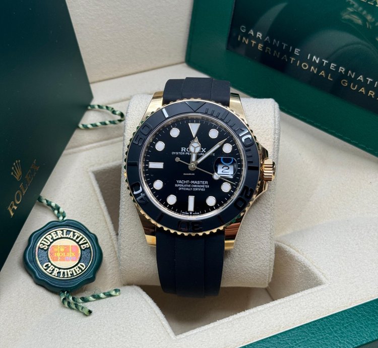 Rolex Yacht-master 42 New 2023 Yellow Gold Oysterflex Rubber Strap 18kt 226658