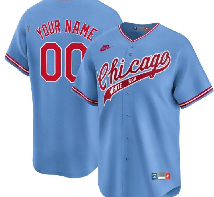 Custom Chicago White Sox Jersey Name And Number Light Blue All Stitched