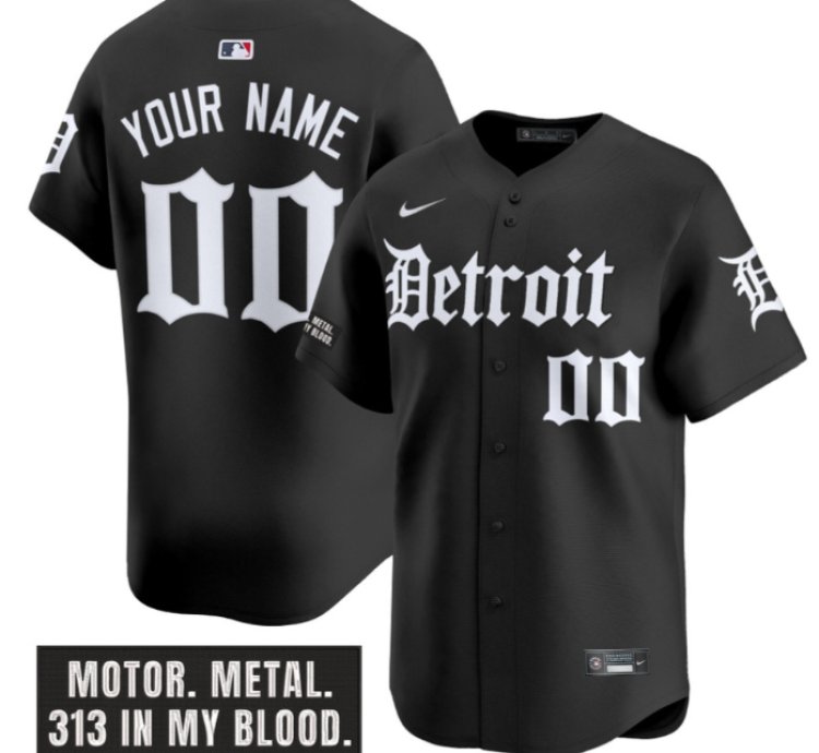 Custom Detroit Tigers Jersey Motor Gothic Edition Vapor Premier Limited Stitched Black