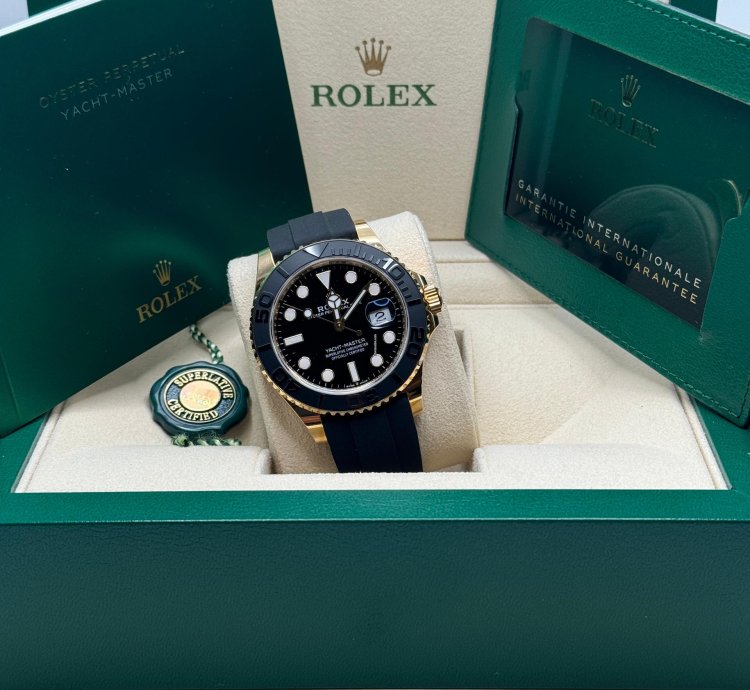 Rolex Yacht-master 42 New 2023 Yellow Gold Oysterflex Rubber Strap 18kt 226658