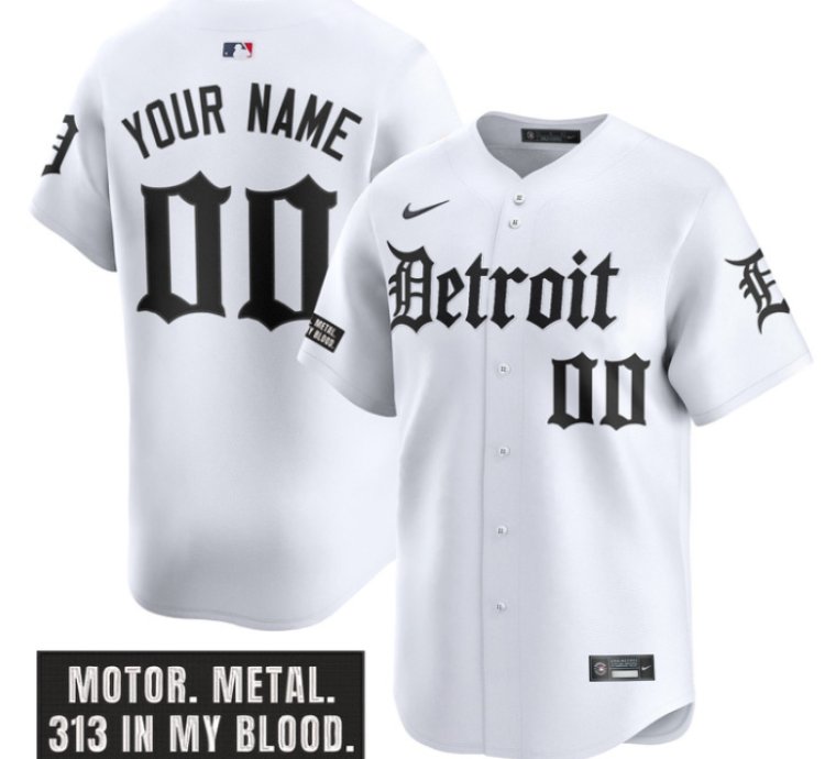 Custom Detroit Tigers Jersey Motor Gothic Edition Vapor Premier Limited Stitched White
