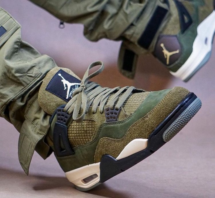 Nike Air Jordan 4 Craft Olive Basketball Sneakers Semi Ua