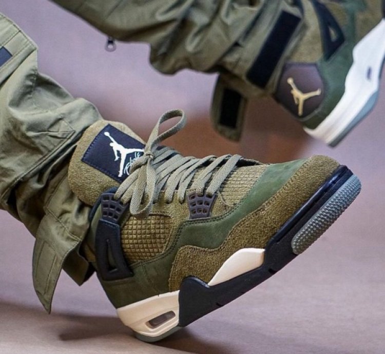 Nike Air Jordan 4 Craft Olive Basketball Sneakers Semi Ua