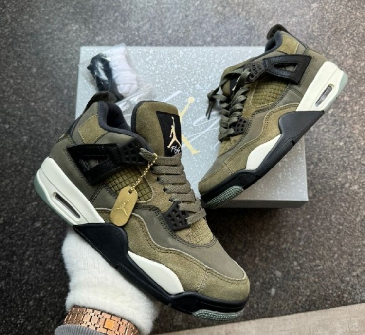 Nike Air Jordan 4 Craft Olive Basketball Sneakers Semi Ua