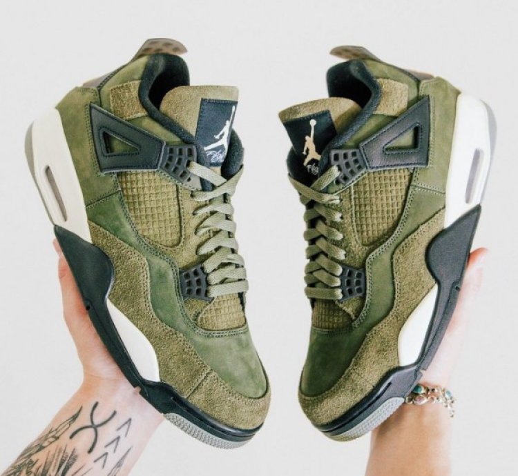 Nike Air Jordan 4 Craft Olive Basketball Sneakers Semi Ua
