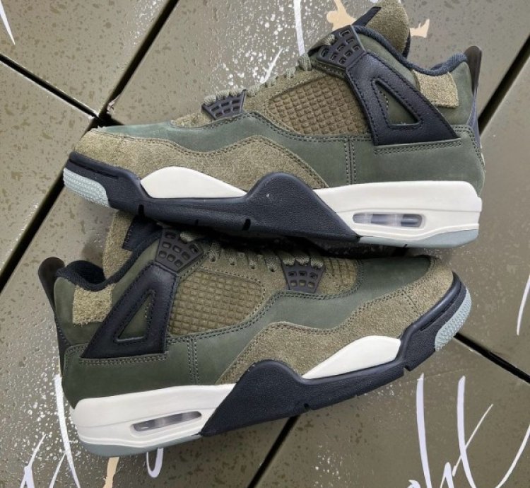 Nike Air Jordan 4 Craft Olive Basketball Sneakers Semi Ua