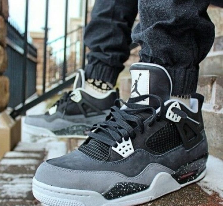 Nike Air Jordan 4 Fear Pack Black Grey Basketball Sneakers Semi Ua