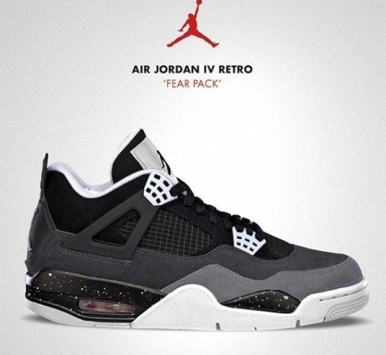 Nike Air Jordan 4 Fear Pack Black Grey Basketball Sneakers Semi Ua