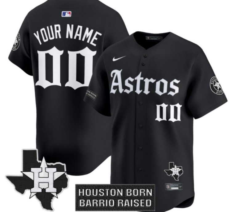 Custom Houston Astros Jersey Gothic Edition Vapor Premier Limited Stitched Black