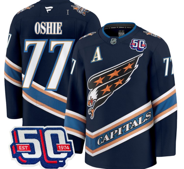 Men Tj Oshie Jersey 77 Washington Capitals Eagle 50th Anniversary Navy