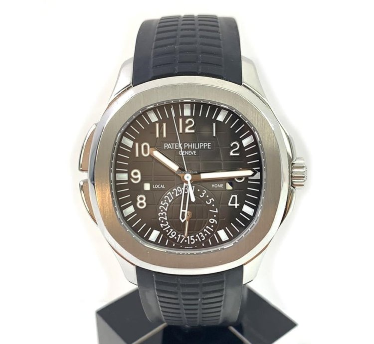 Patek Philippe Aquanaut Travel Time 5164a-001 Stainless Steel With Black Rubber Watch Black Dial 2013