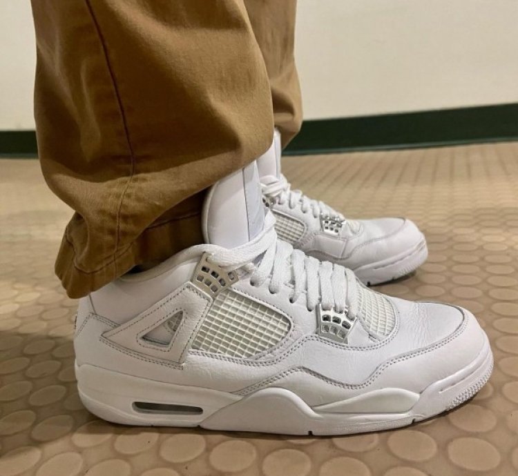 Nike Air Jordan 4 Pure Money White Basketball Sneakers Semi Ua