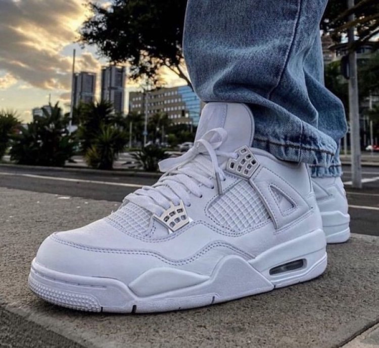 Nike Air Jordan 4 Pure Money White Basketball Sneakers Semi Ua