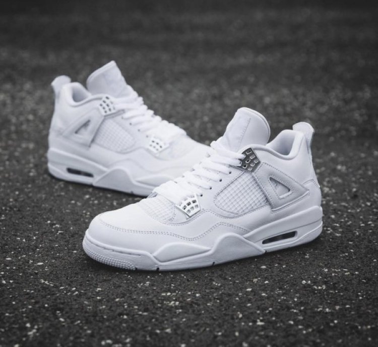 Nike Air Jordan 4 Pure Money White Basketball Sneakers Semi Ua