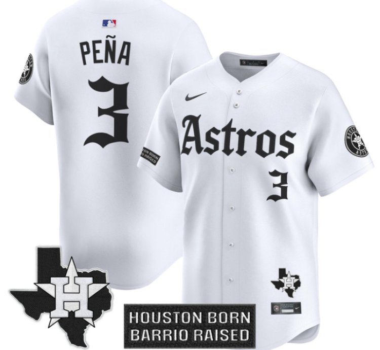 Jeremy Pena Jersey 3 Houston Astros Gothic Edition Vapor Premier Limited Stitched White