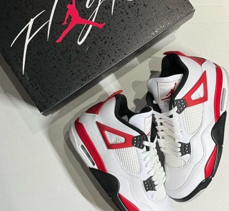 Nike Air Jordan 4 Red Cement Basketball Sneakers Semi Ua