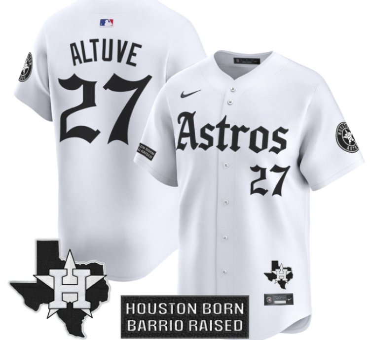 José Altuve Jersey 27 Houston Astros Gothic Edition Vapor Premier Limited Stitched White
