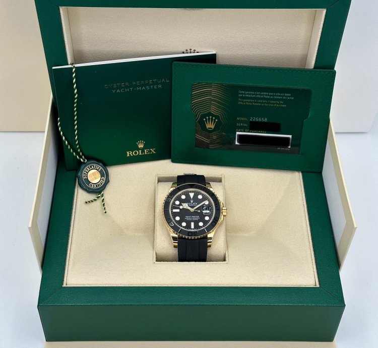 Rolex Yacht-master 42 New 2025 Yacht-master 42mm 226658 Yellow Gold Oysterflex Black Dial