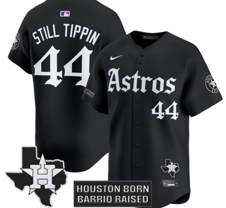 Still Tippin Jersey 44 Houston Astros Gothic Edition Vapor Premier Limited Stitched Black