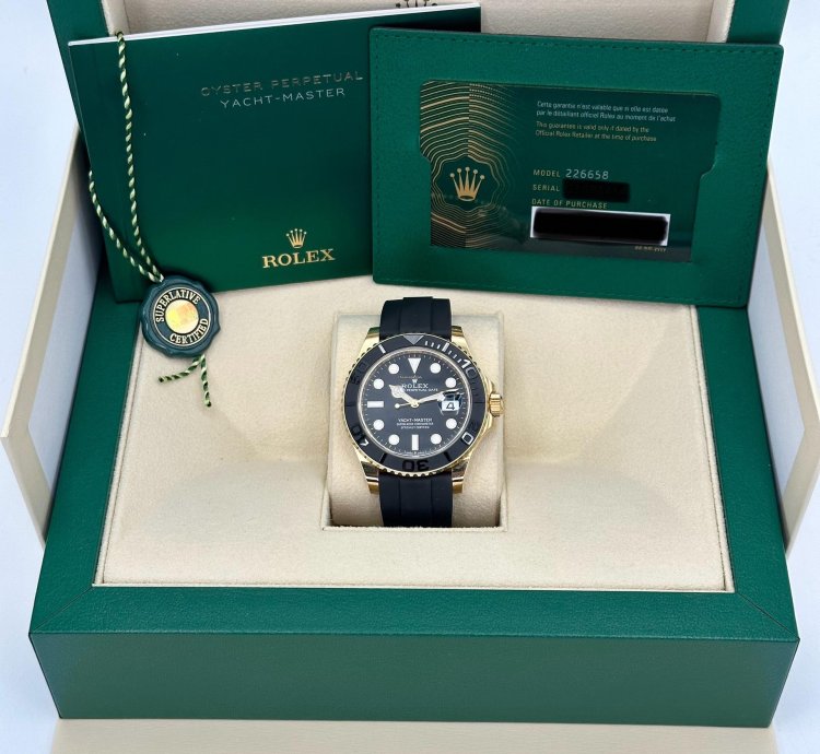 Rolex Yacht-master 42 New 2025 Yacht-master 42mm 226658 Yellow Gold Oysterflex Black Dial