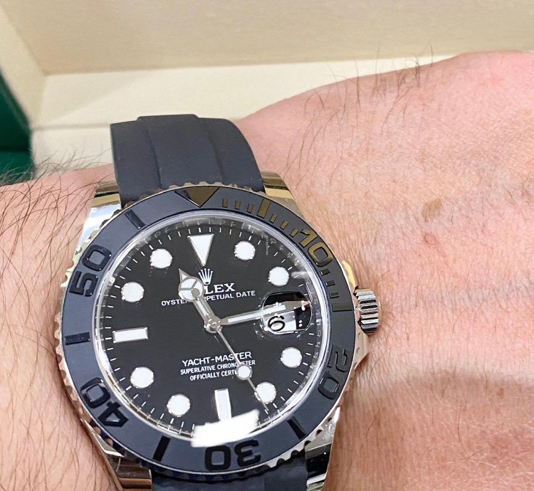 Rolex Yacht-master 42 New 226659 White Gold 18k Black Rubber Bracelet 42mm