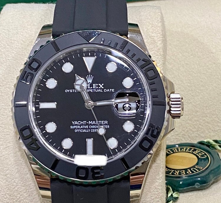 Rolex Yacht-master 42 New 226659 White Gold 18k Black Rubber Bracelet 42mm