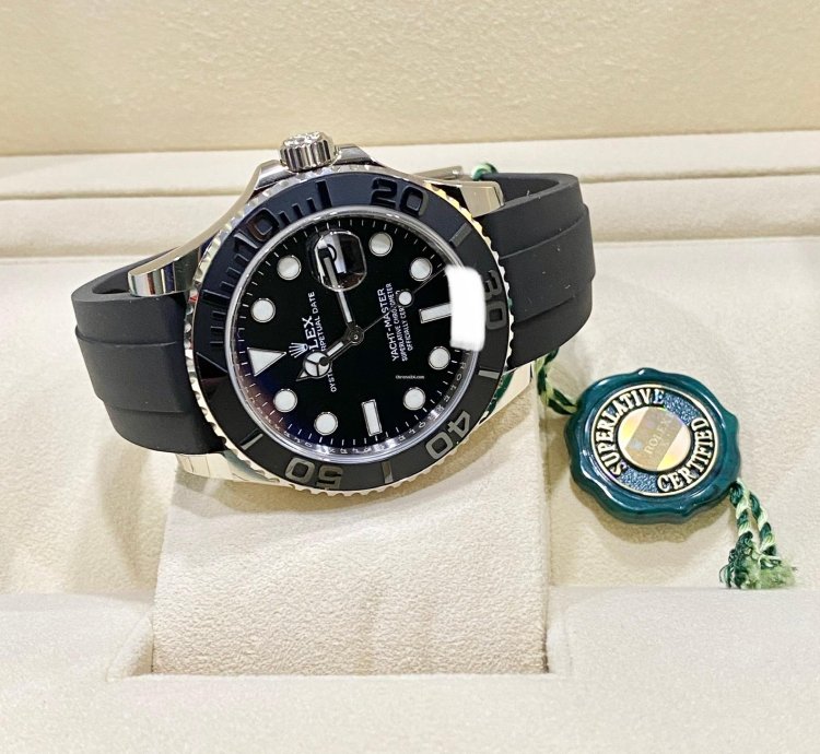 Rolex Yacht-master 42 New 226659 White Gold 18k Black Rubber Bracelet 42mm
