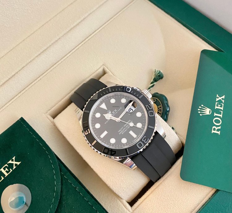 Rolex Yacht-master 42 New 226659 White Gold 18k Black Rubber Bracelet 42mm
