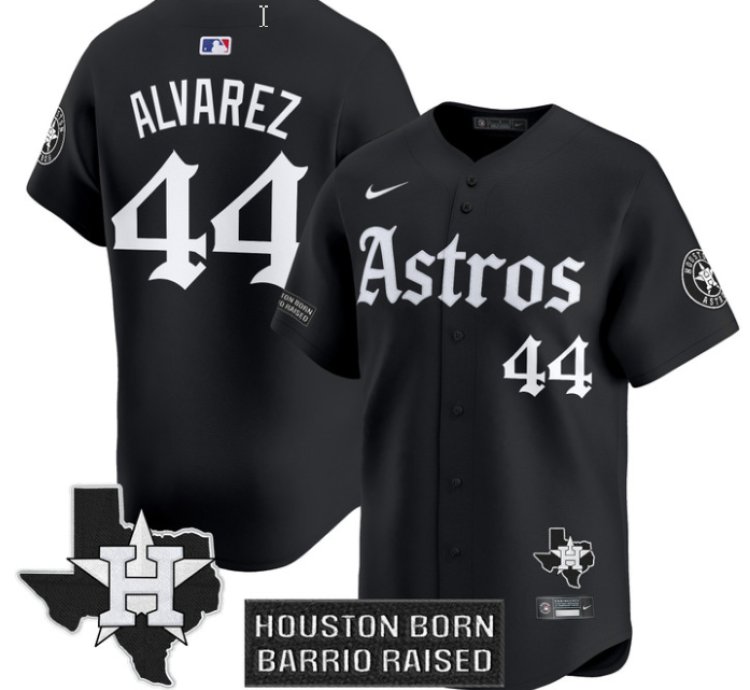 Yordan Álvarez Jersey 44 Houston Astros Gothic Edition Vapor Premier Limited Stitched Black