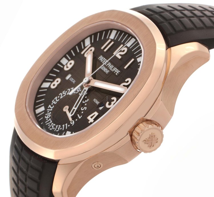 Patek Philippe Aquanaut Travel Time Rose Gold Mens Watch 5164r