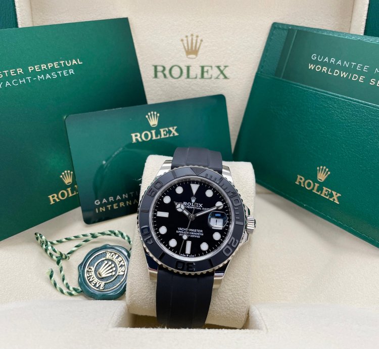 Rolex Yacht-master 42 New Yacht-master 42mm 226659 White Gold Black Oysterflex Rubber Strap Strap