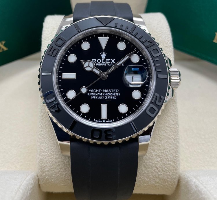 Rolex Yacht-master 42 New Yacht-master 42mm 226659 White Gold Black Oysterflex Rubber Strap Strap