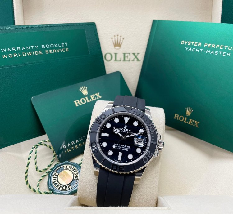 Rolex Yacht-master 42 New Yacht-master Falcon Eye Dial 42mm 226659 White Gold Black Oysterflex Rubber Strap