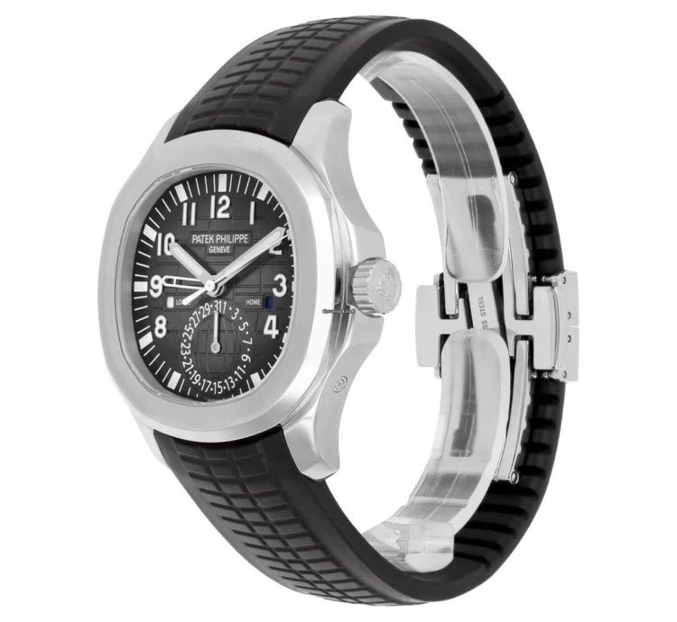 Patek Philippe Aquanaut Travel-time Steel Black Dial Watch 5164a-001 Box Papers