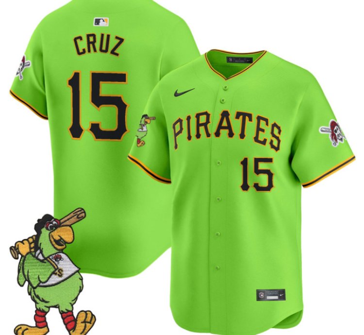 Oneil Cruz Jersey 15 Pittsburgh Pirates Pirate Parrot Patch Premier Limited Stitched Green