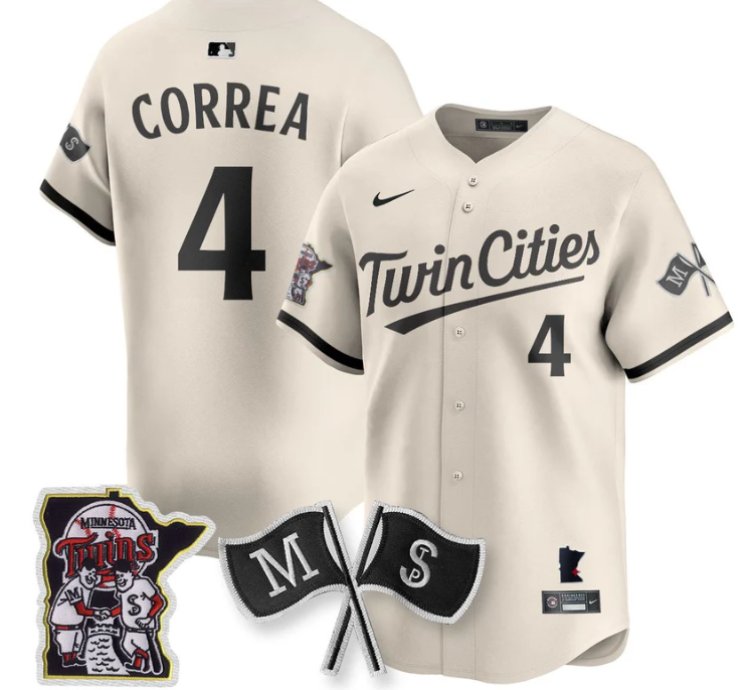 Carlos Correa Jersey 4 Minnesota Twins Alternate Limited Stitched Cream
