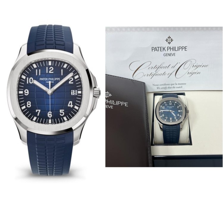 Patek Philippe Aquanaut White Gold Blue Embossed Dial 5168g-001