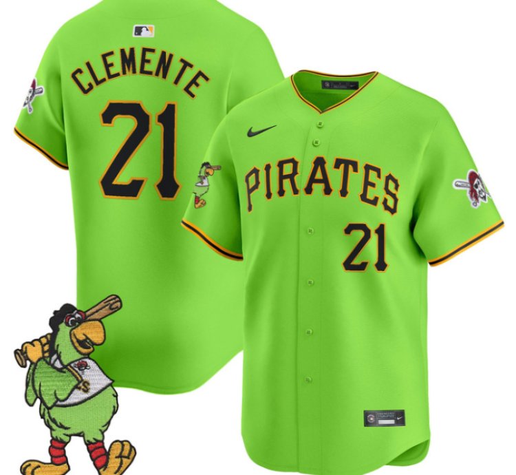 Roberto Clemente Jersey 21 Pittsburgh Pirates Pirate Parrot Patch Premier Limited Stitched Green