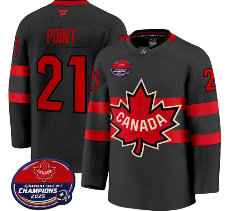 Men Brayden Point Jersey 21 Canada 4 Nations Face-off 2025 Champions V2 Black