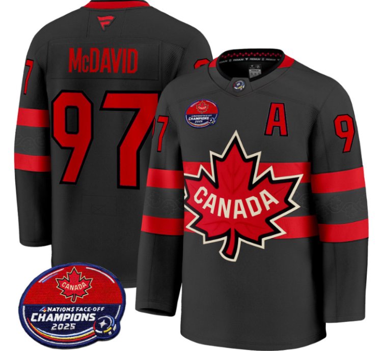 Men Connor Mcdavid Jersey 97 Canada 4 Nations Face-off 2025 Champions V2 Black