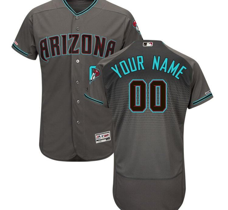 Arizona Diamondbacks Majestic Gray Teal Flex Base Custom Jersey