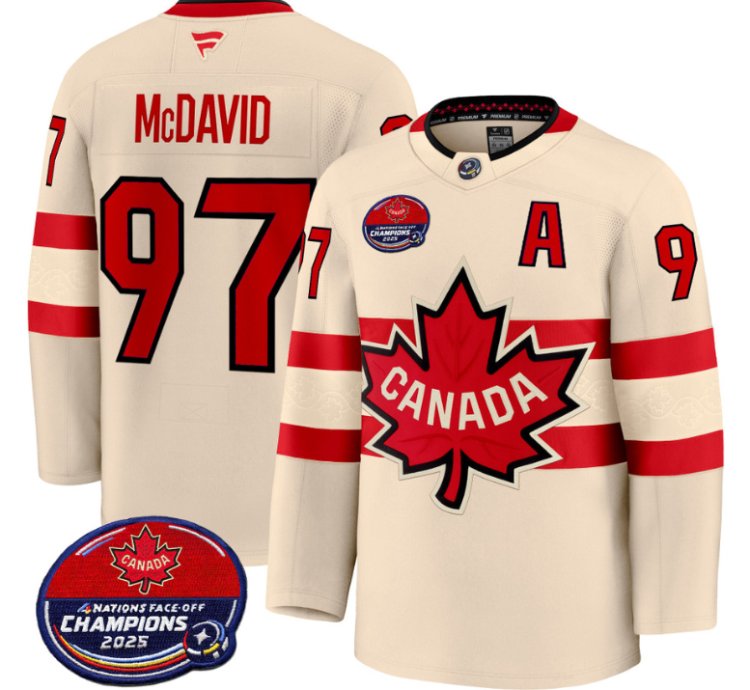 Men Connor Mcdavid Jersey 97 Canada 4 Nations Face-off 2025 Champions V2 Cream