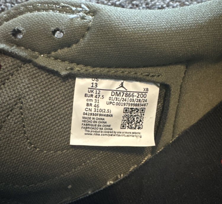 Air Jordan 1 Low Og Sp Medium Olive Size 13