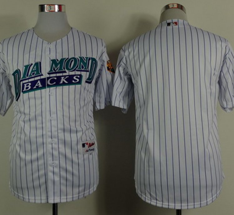 Custom Arizona Diamondbacks Blank 2015 White Pinstripe Jersey