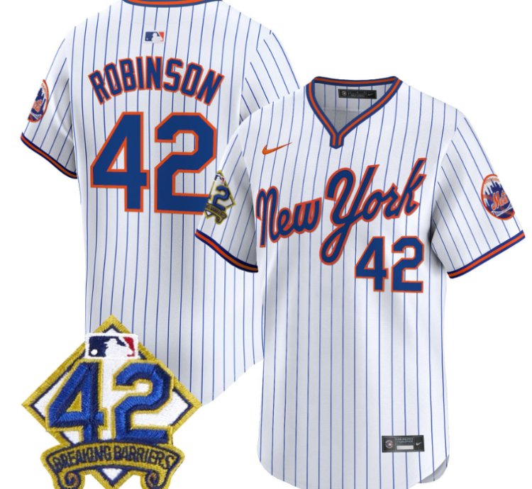 Jackie Robinson Jersey 42 New York Mets 2025 Road Alternate Stitched Pinstripe