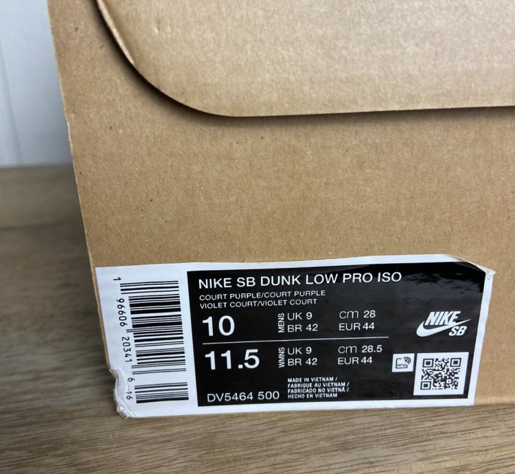 Nike Sb Dunk Low Pro Iso Orange Label Purple Size 10us